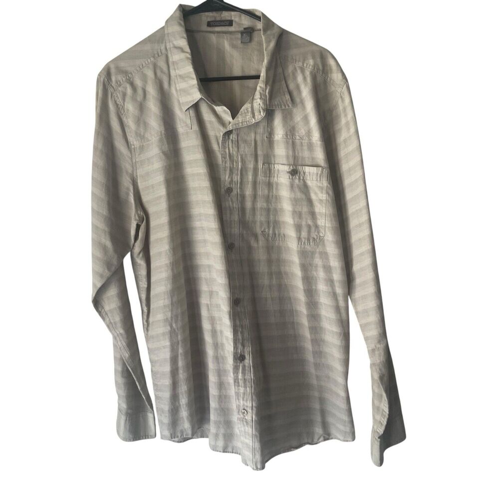 Toad & CO Men's Size XL Organic Cotton Gray Long Sleeve Outdoor Button Up Shirt